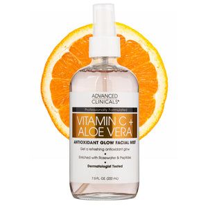 Advanced Clinicals: botella de tónico con vitamina C y ferúlico para brillo antioxidante.