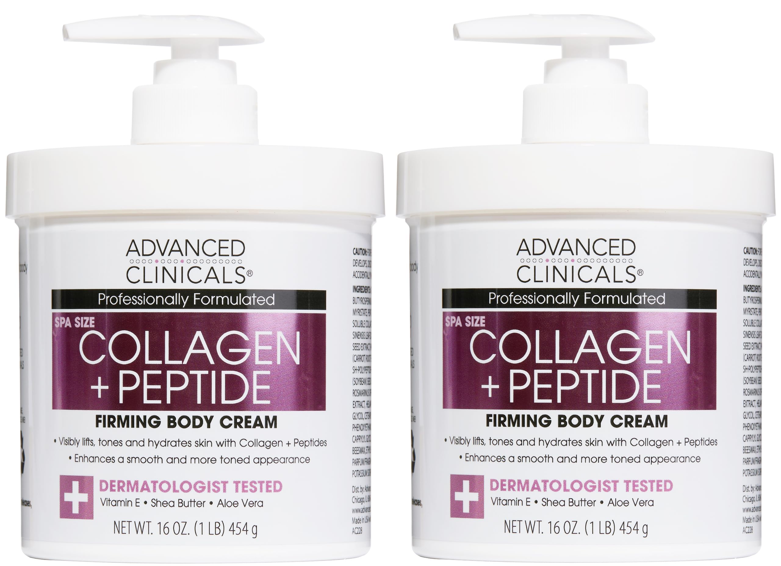 Advanced Clinicals Collagen Peptides Cuerpo Loción Bote: hidratación para piel suave y nutrida.