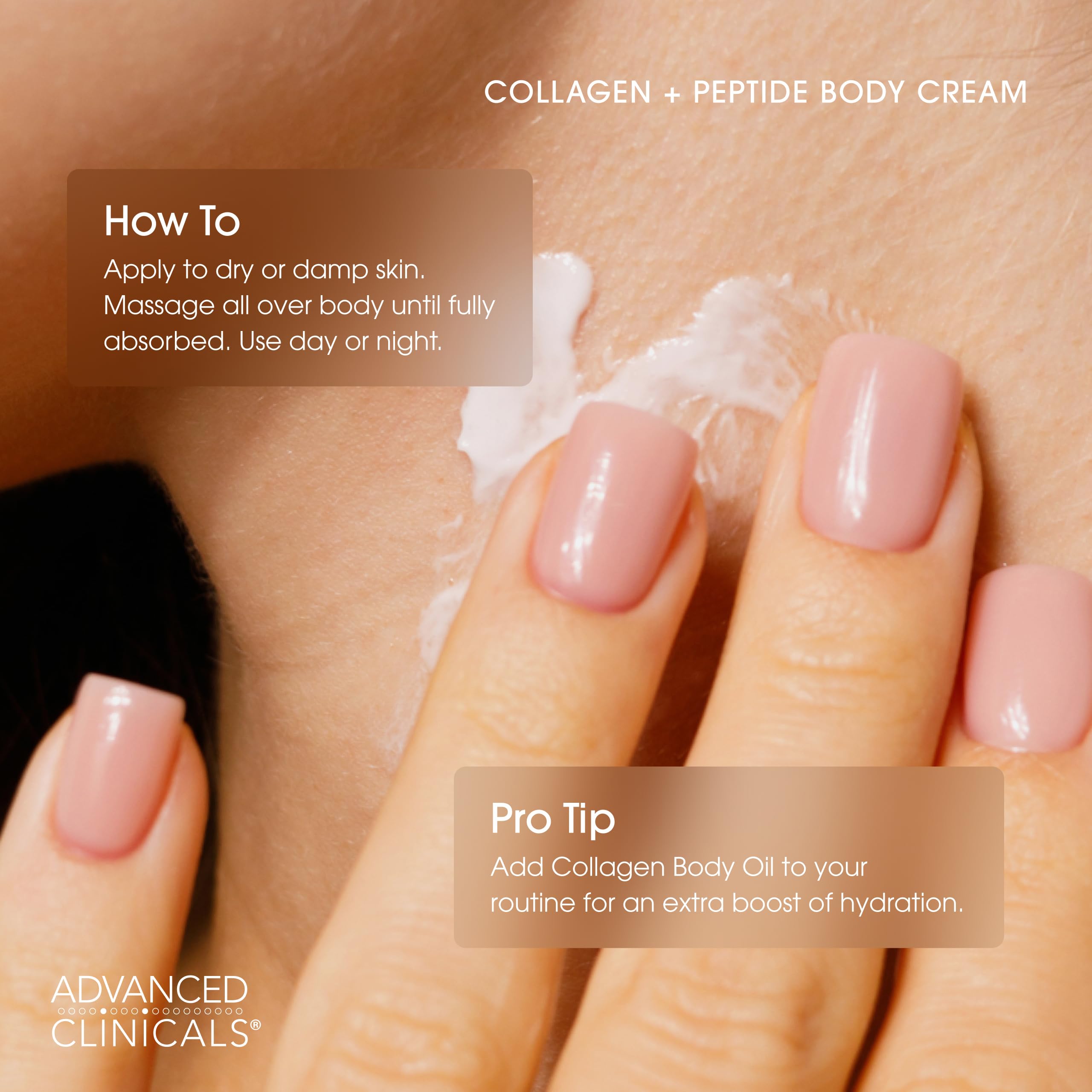 Piel más firme y radiante con uso regular de Advanced Clinicals Collagen Peptides.