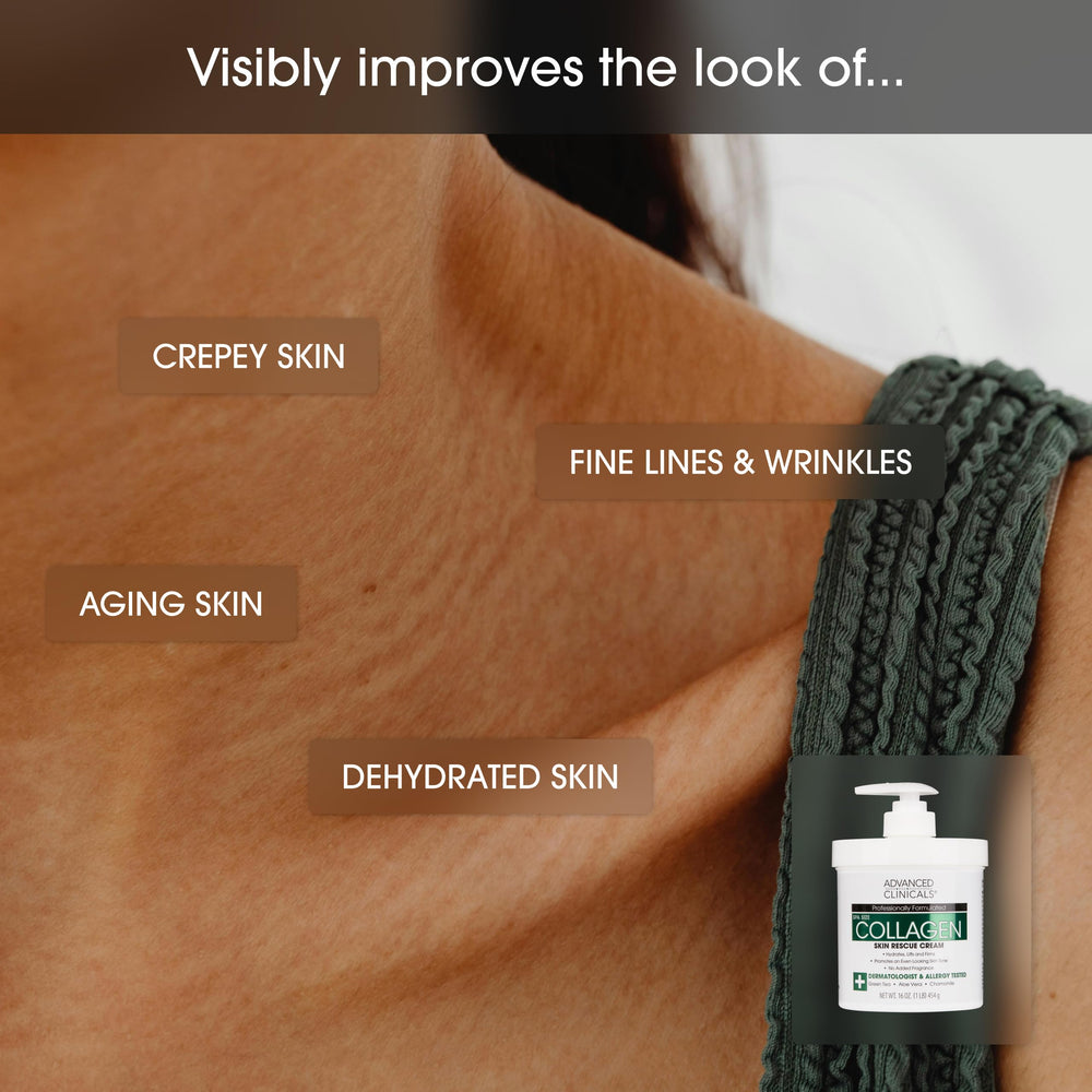 Crema corporal Advanced Clinicals colágeno, hidratación diaria.