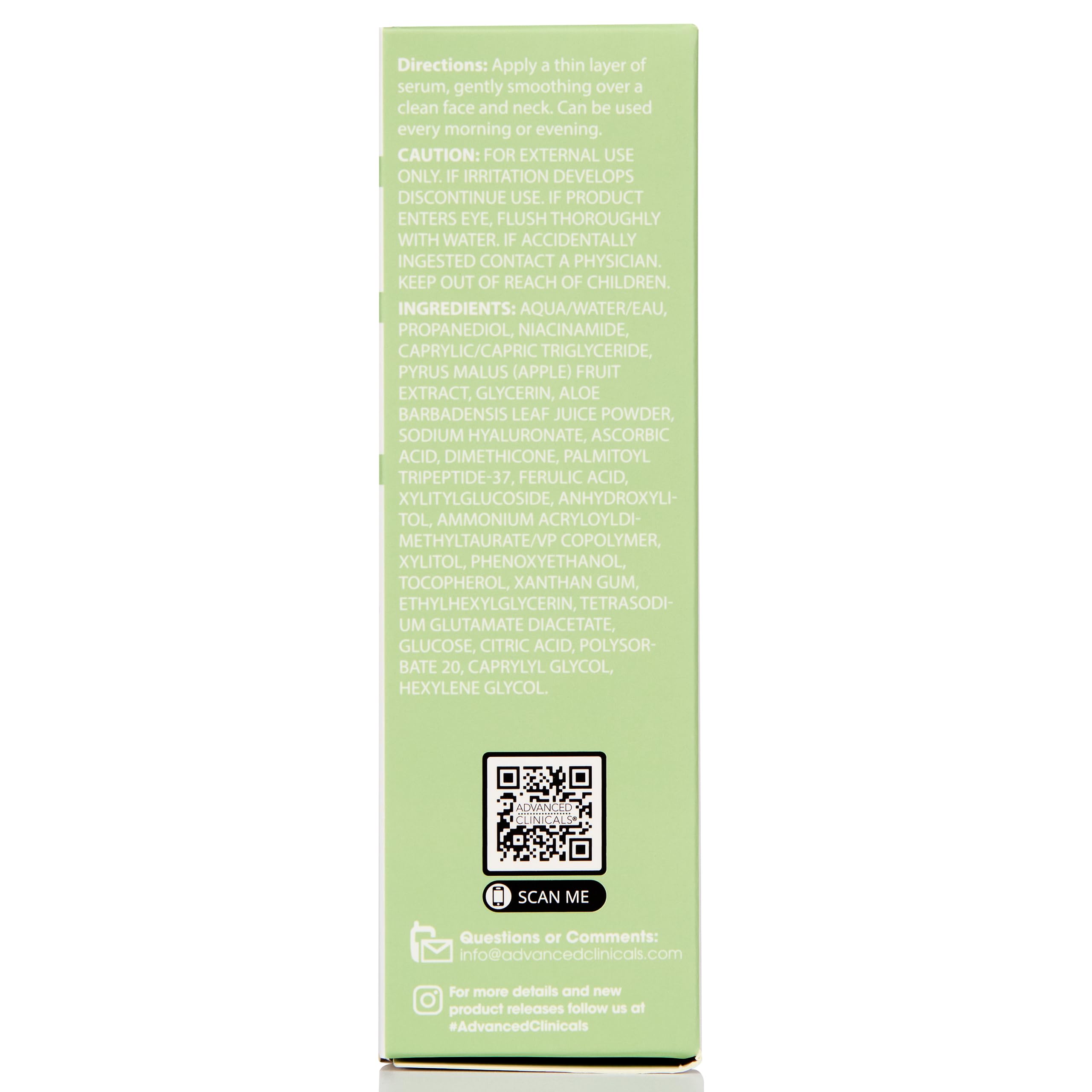 Advanced Clinicals Niacinamida 5% serum ingredientes ferúlico e hialurónico