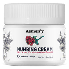 Aemerry Numbing Cream tube close-up highlighting compact packaging for on-the-go relief.