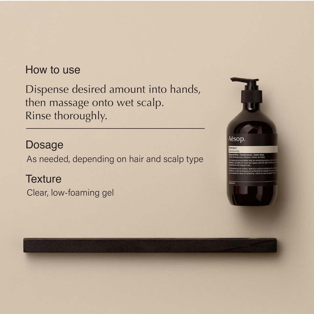 Aesop Champú Diario con Incienso, limpia cabello y cuero cabelludo con ligereza.