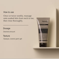 Aesop Redemption con botánicos aromáticos visibles, experiencia revitalizante para la piel.