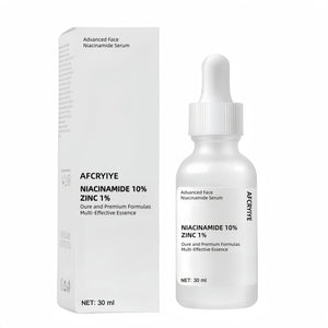 AFCRYIYE Suero Niacinamida 10% Zinc 1% en botella de 30 ml para tono uniforme.
