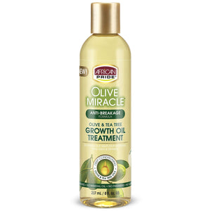 Aceite African Pride Olive Miracle en botella, nutre el cabello y aporta brillo