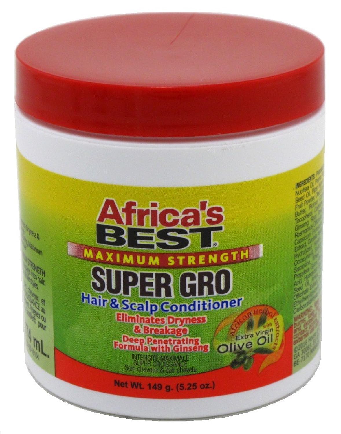 Envase doble de Africa's Best Super Gro, acondicionador para brillo y fortalecimiento diario del cabello.
