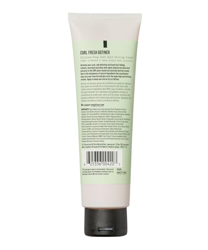 AG Care Curl Fresh Definer, textura cremosa, definición suave y hidratación sin silicona.