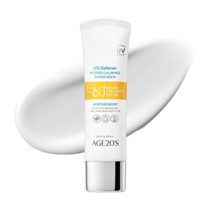 AGE 20's proteccion solar Hydro Calming botella: protección UV suave para piel sensible.