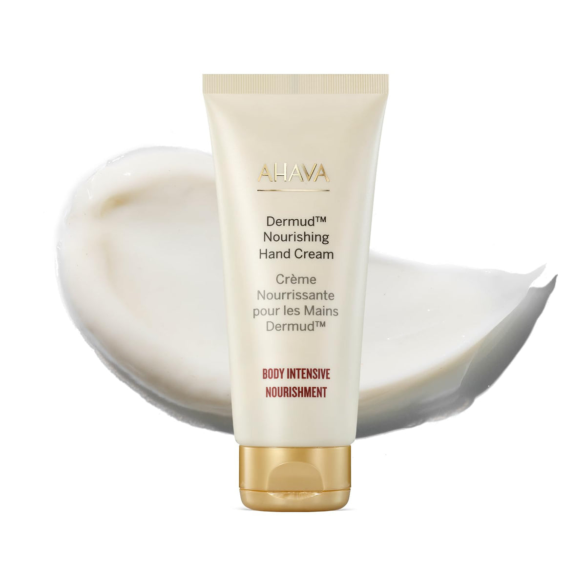 AHAVA Dermud crema de manos, envase elegante para cuidado diario.