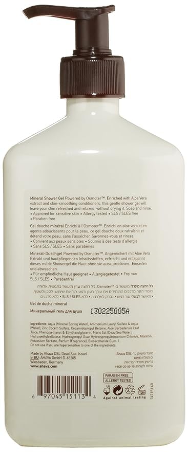 AHAVA gel de ducha mineral del Mar Muerto, espuma cremosa para renovar la piel.