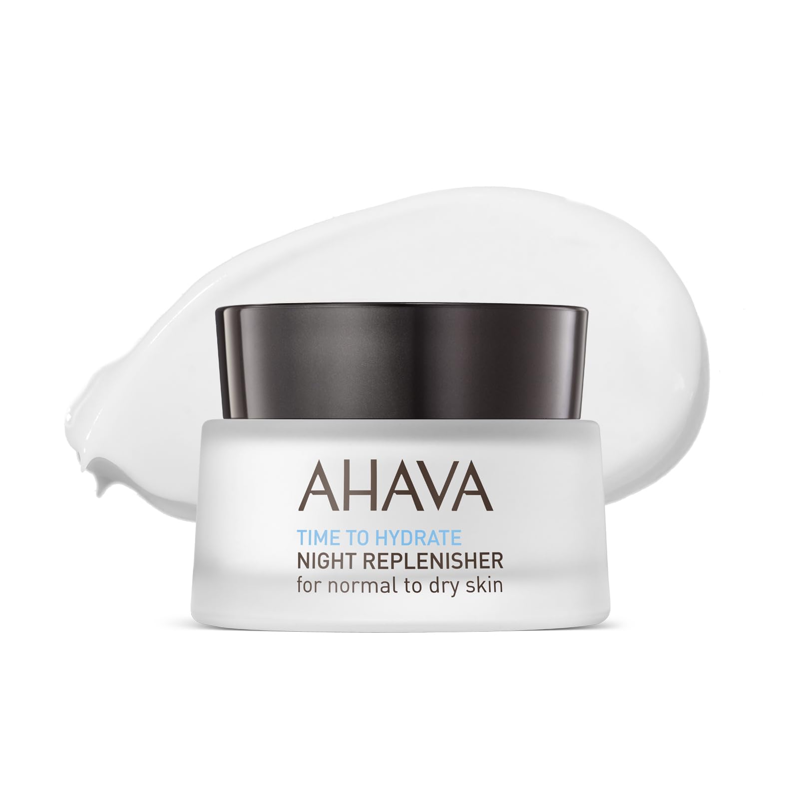 AHAVA crema nocturna en frasco, hidratación profunda para piel normal a seca.