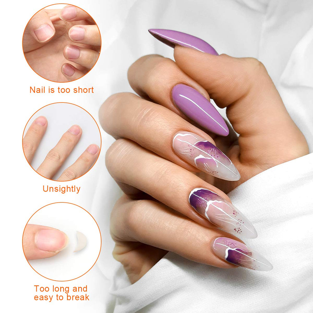 AHIER guía de longitud integrada para extender uñas con precisión.