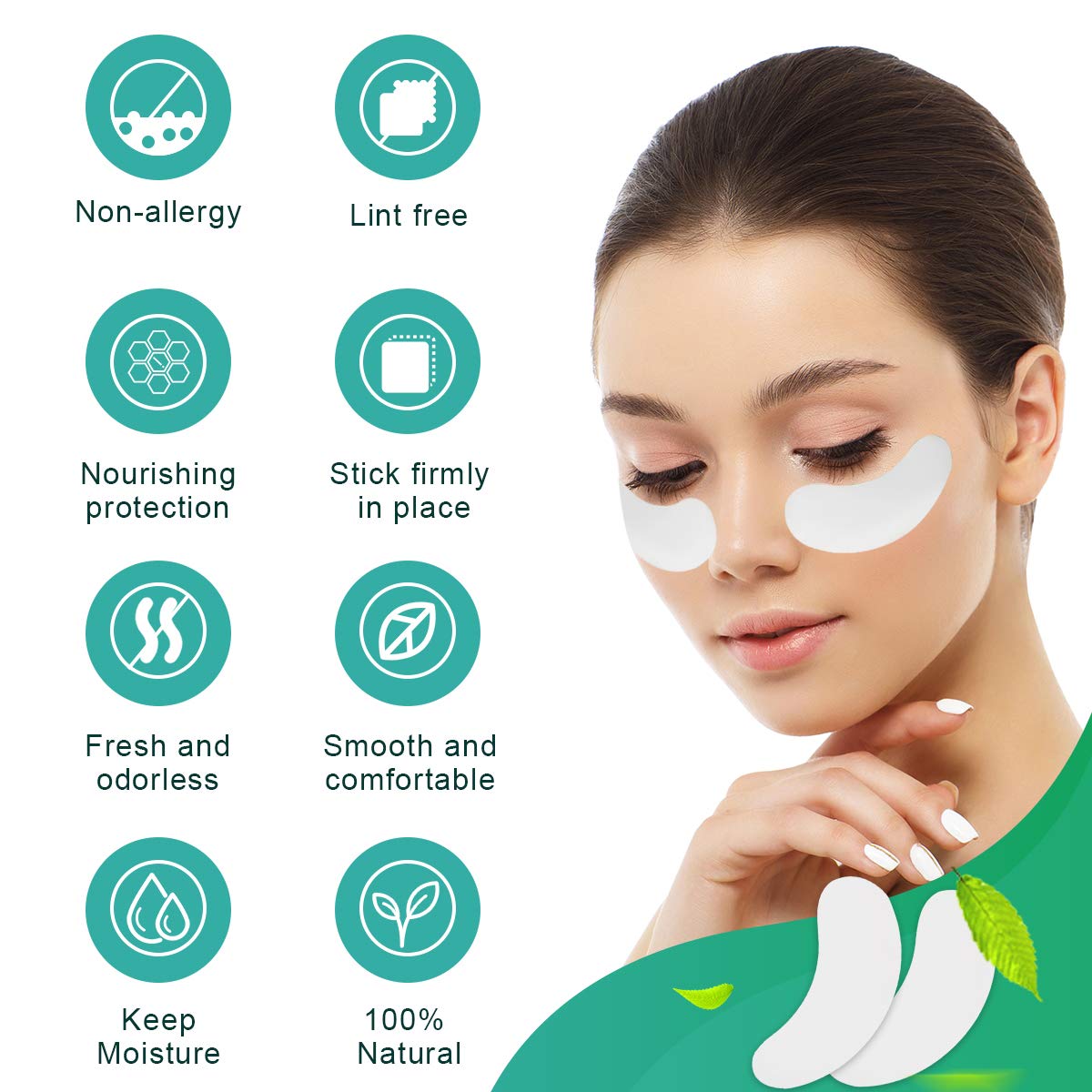 AHIER parches ojos hidrogel hidratantes para extensiones, confort suave.