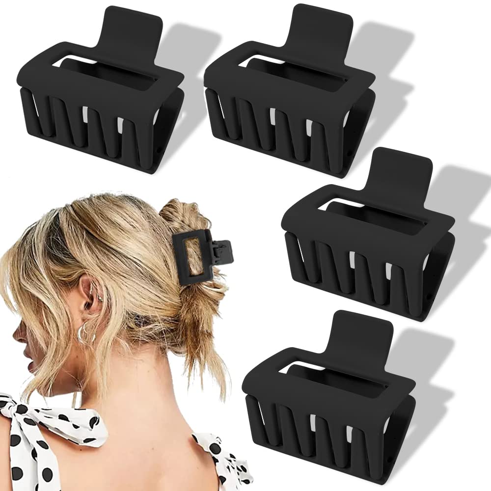 AHONEY clips negros mate, frontal, agarre estable para peinados diarios.