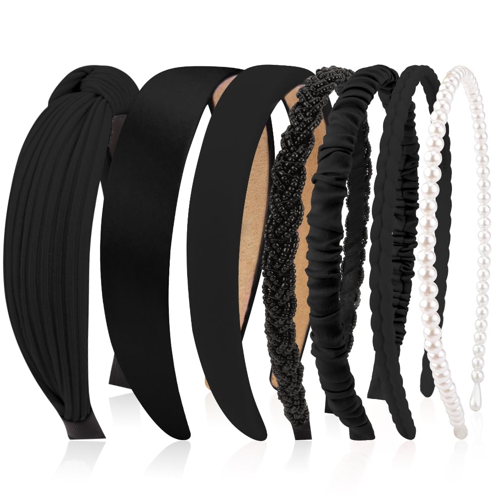 Diademas AHONEY negras lisas para un estilo minimalista y cómodo.