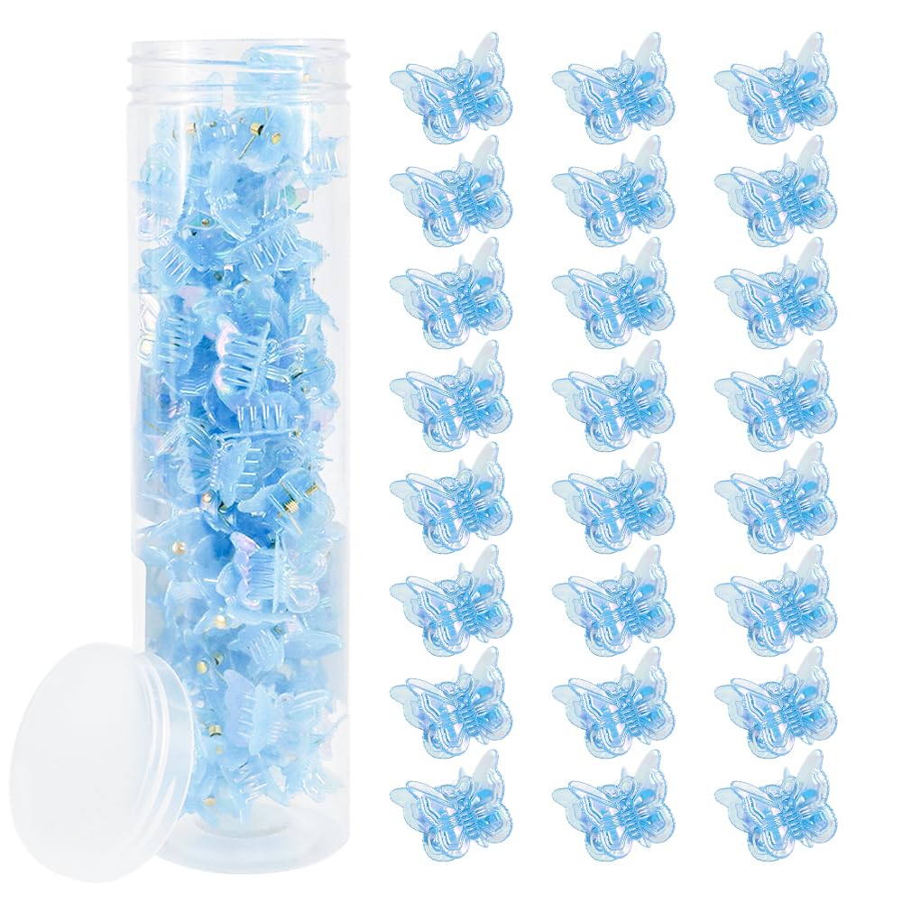 AHONEY mariposa clip cabello azul con caja glitter para peinados llamativos