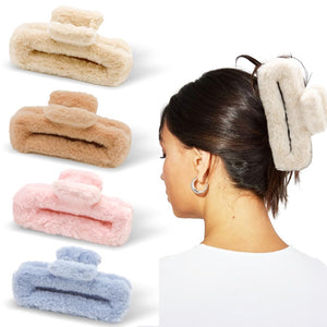 AHONEY pinza peluda de 5 pulgadas beige, agarre firme para cabello grueso