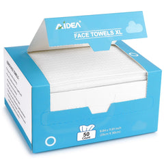 AIDEA XL toallas faciales desechables de 50 unidades, suaves y absorbentes para limpieza diaria
