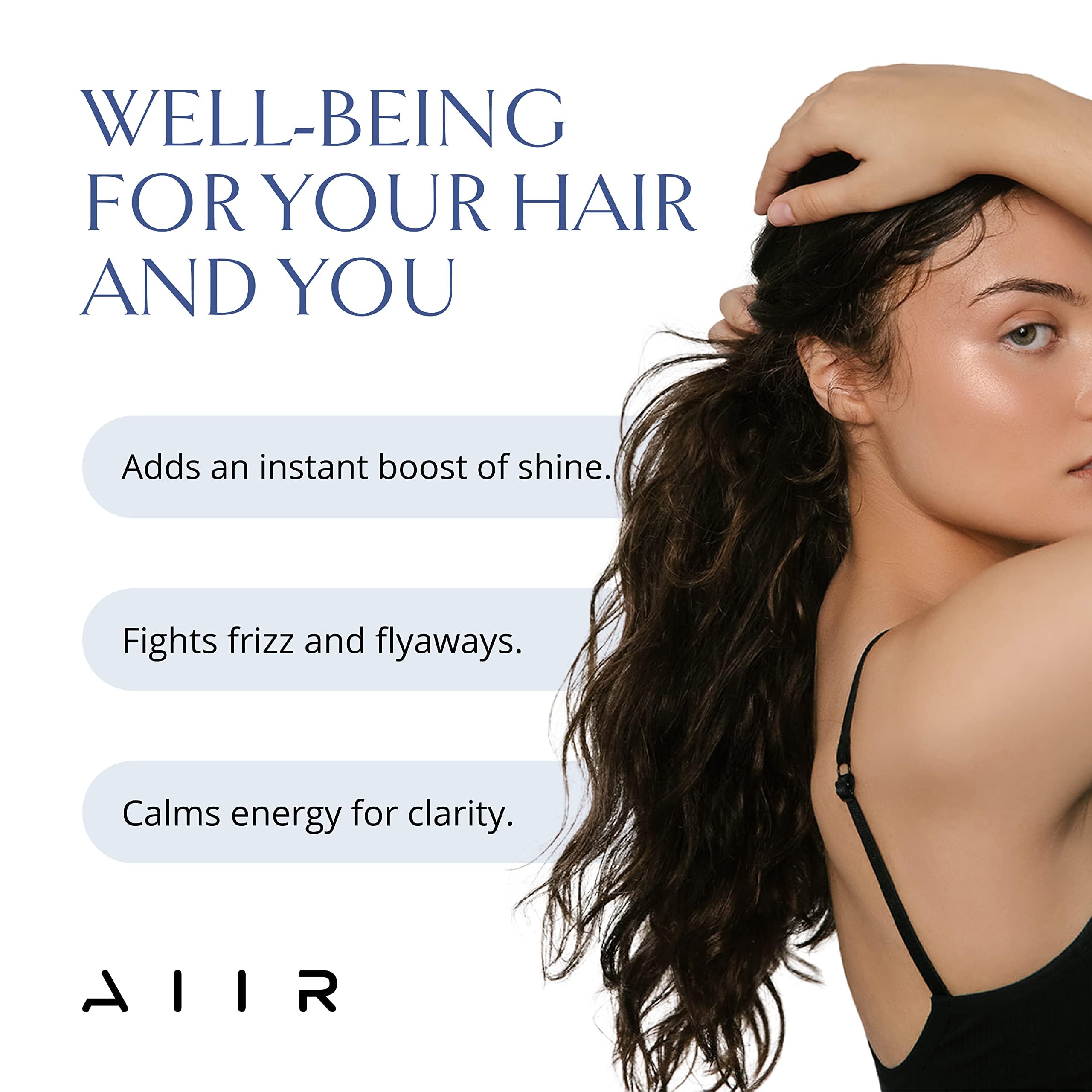 AIIR Shine Spray, acabado luciente para cabello liso o rizado.