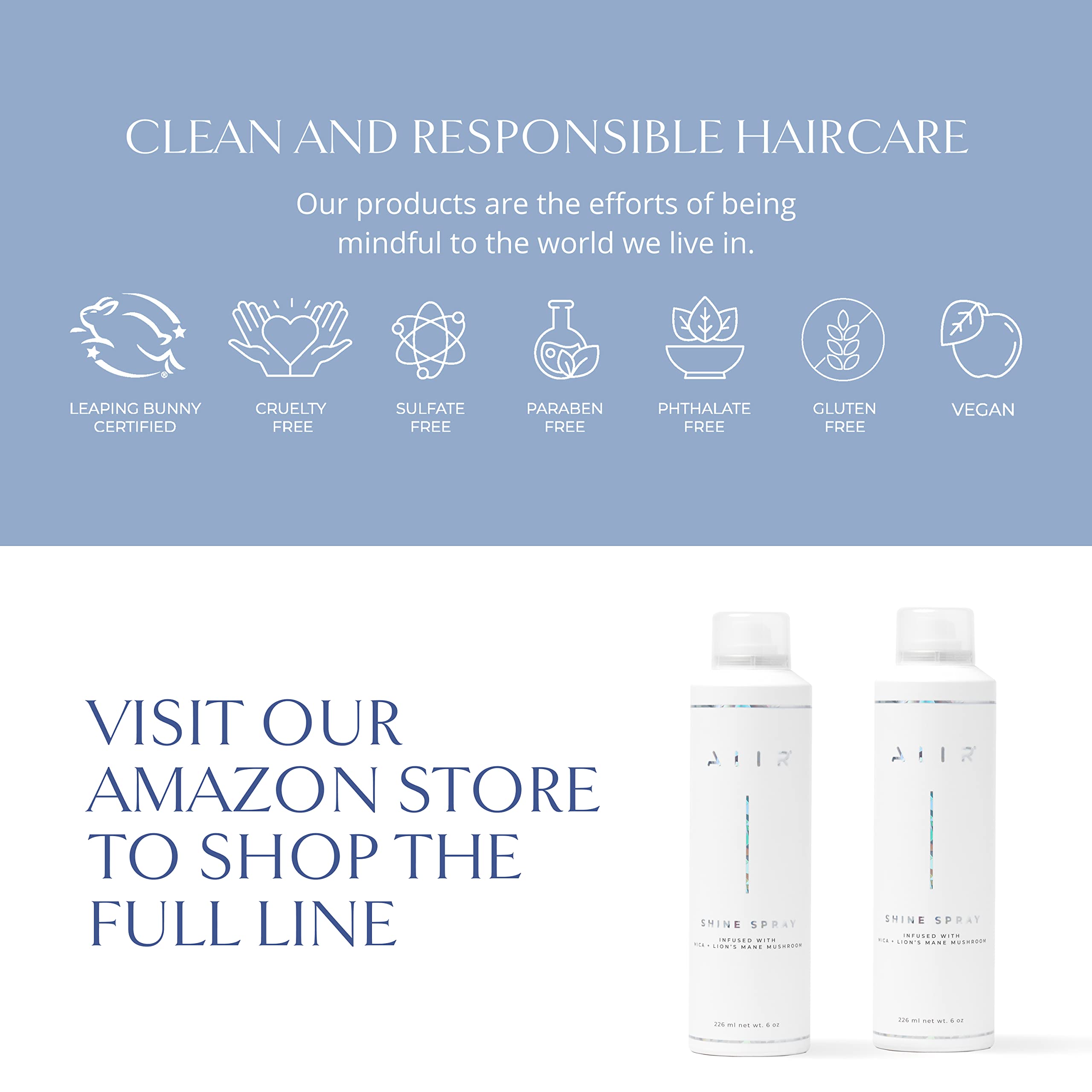 AIIR Shine Spray, etiqueta cristal que sugiere lujo y calidad.