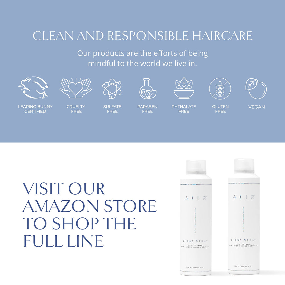 AIIR Shine Spray, etiqueta cristal que sugiere lujo y calidad.