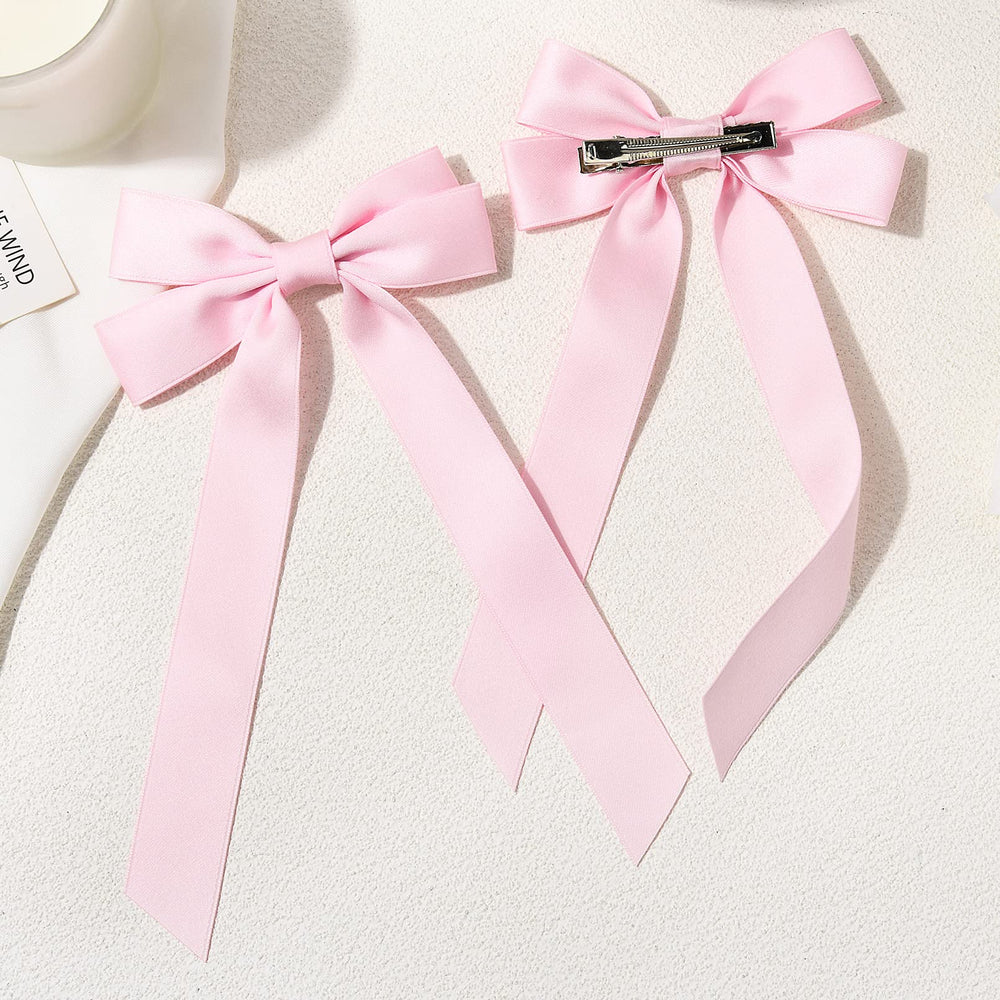 Dos lazos satinados rosa de AILEAM en un pack práctico.