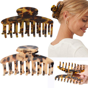 Aileam garra grande para cabello, con patrón tortuga y estilo elegante.