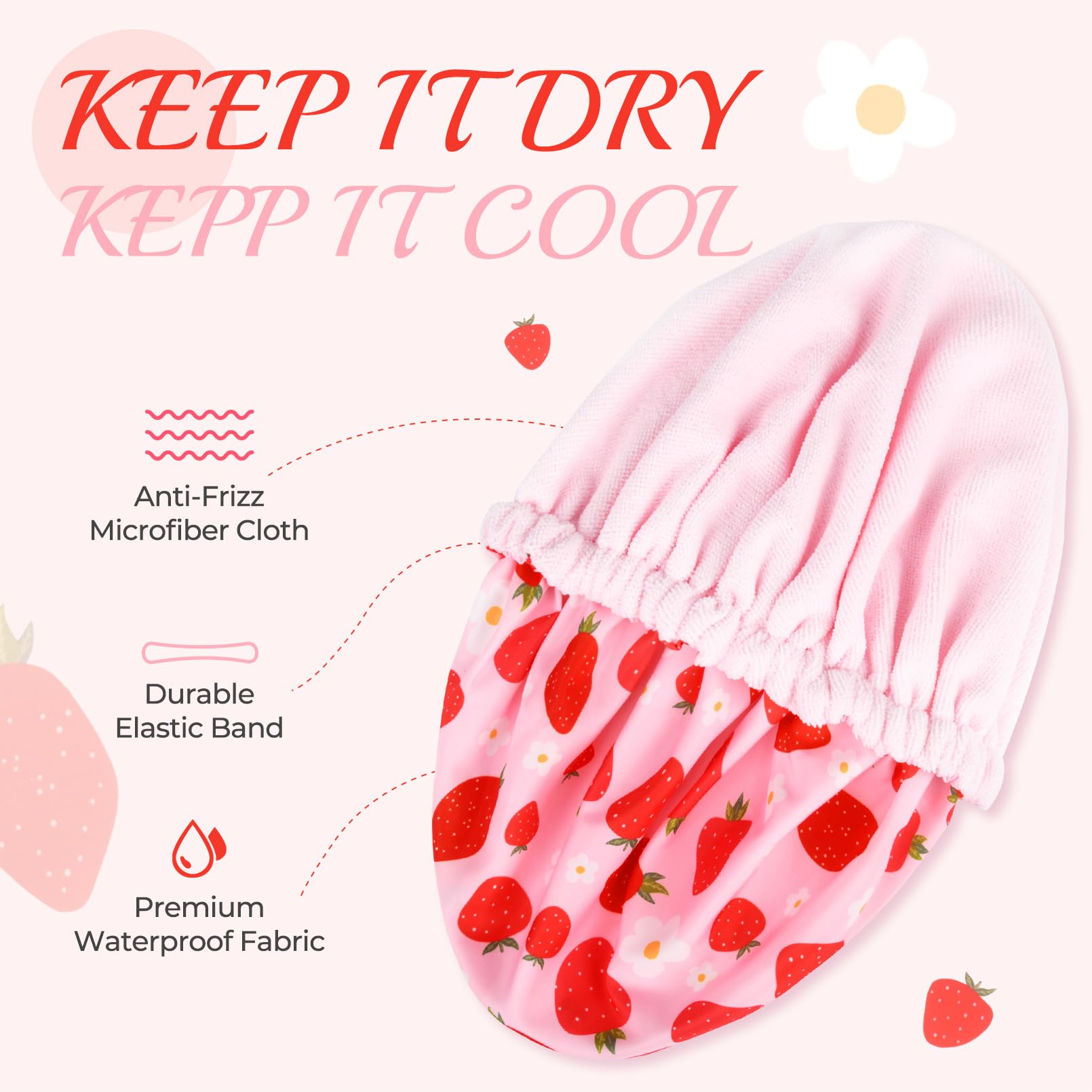 Interior toalla absorbente del gorro Aileam para secar el cabello.