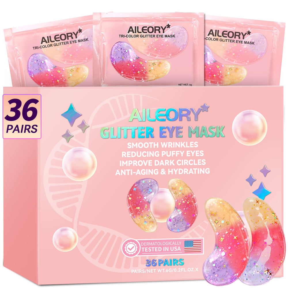 Parches para ojos AILEORY tri-color brillo gel: hidratación y frescura visibles.