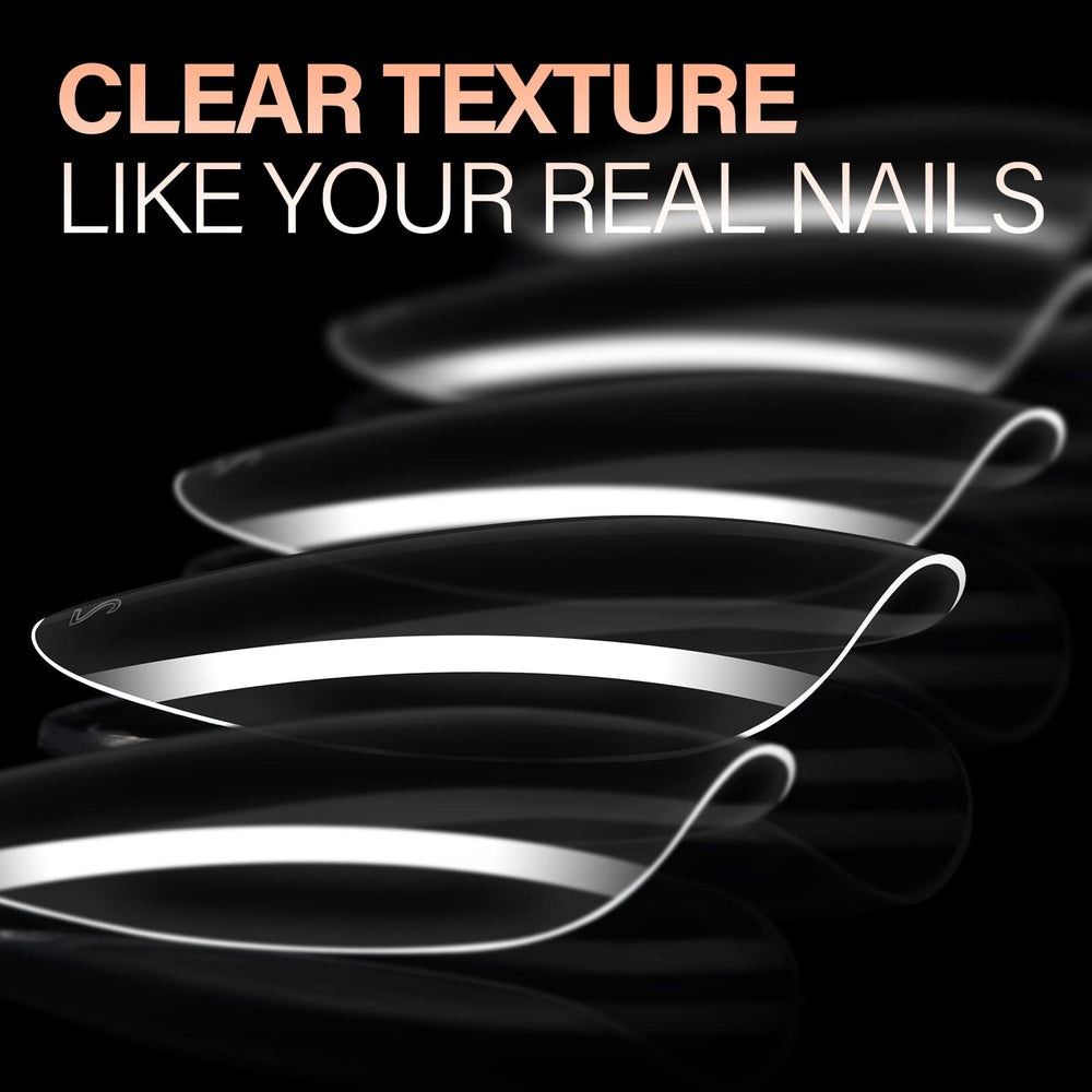 Extensiones de uñas AILLSA en forma de almendra para acabado suave y natural.