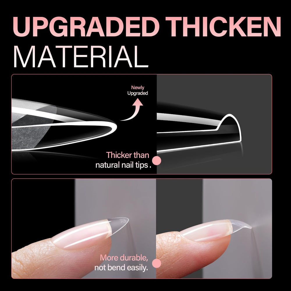 Uñas AILLSA almendra media curvatura natural para ajuste cómodo.