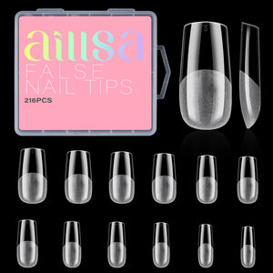 AILLSA tips medias cuadradas cobertura total para manicura rápida en casa.