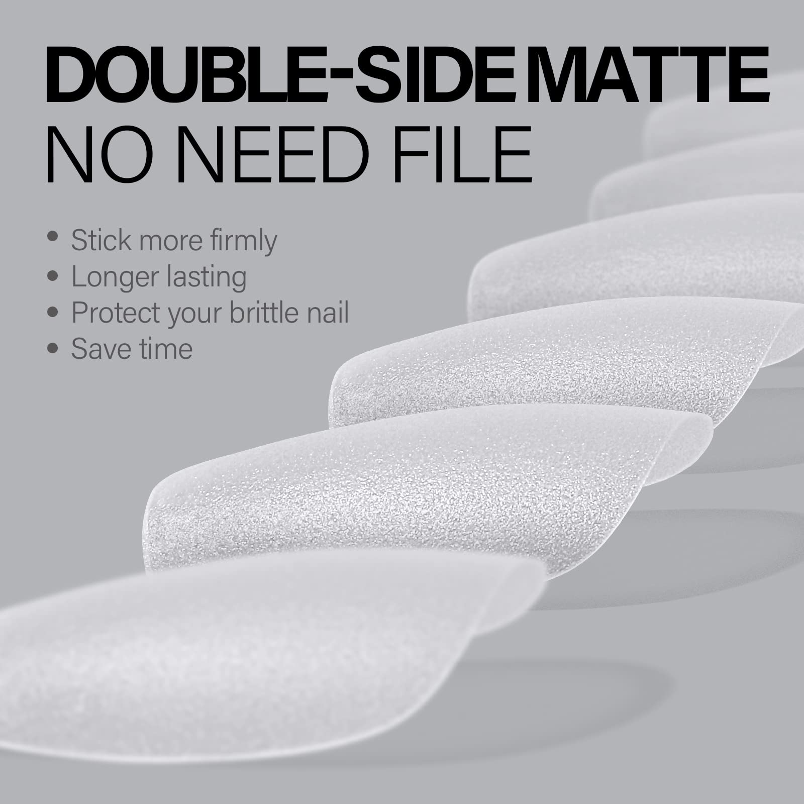 Puntas con textura mate doble cara para adherencia y acabado suave.
