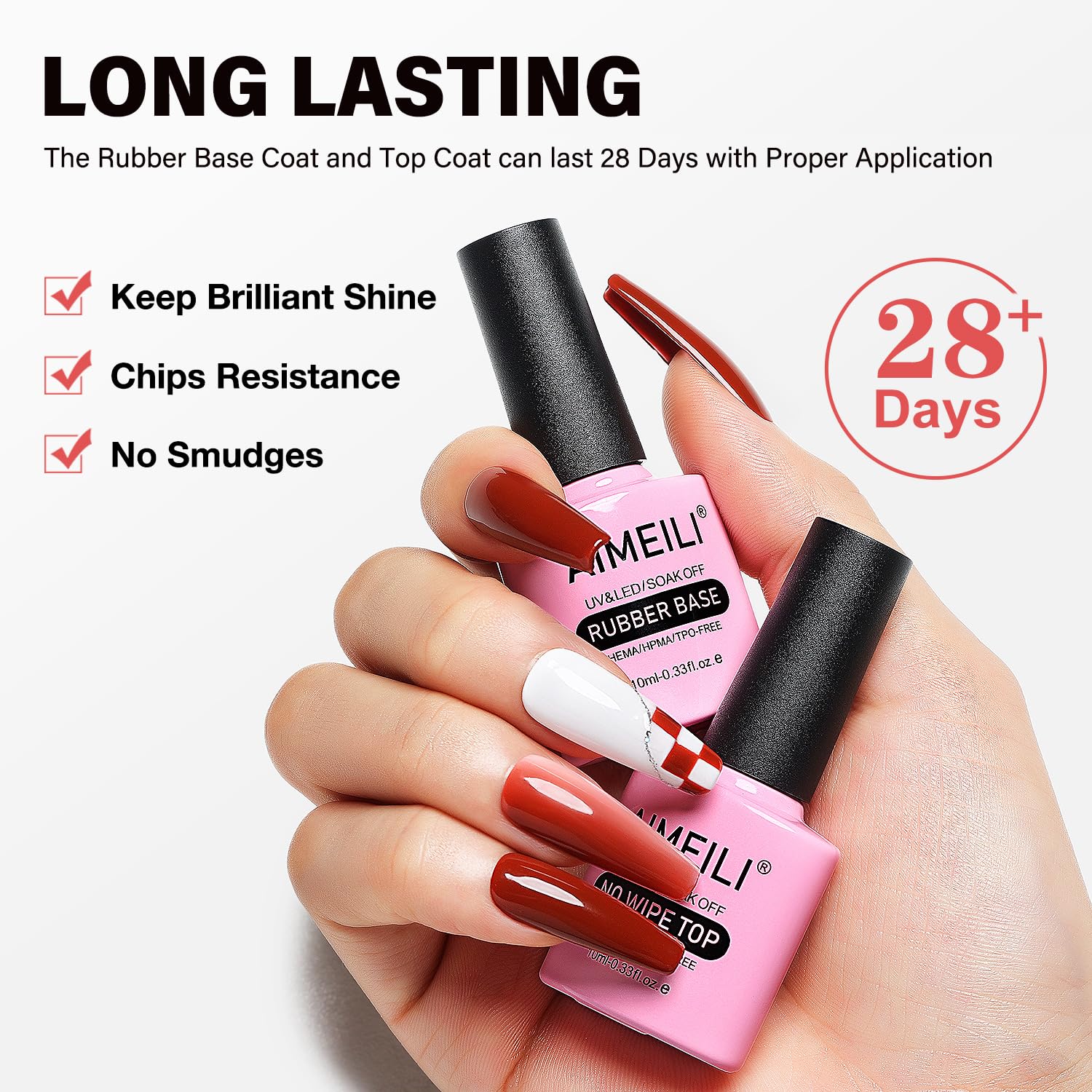 AIMEILI Acabado natural y duradero para uñas, apariencia elegante.
