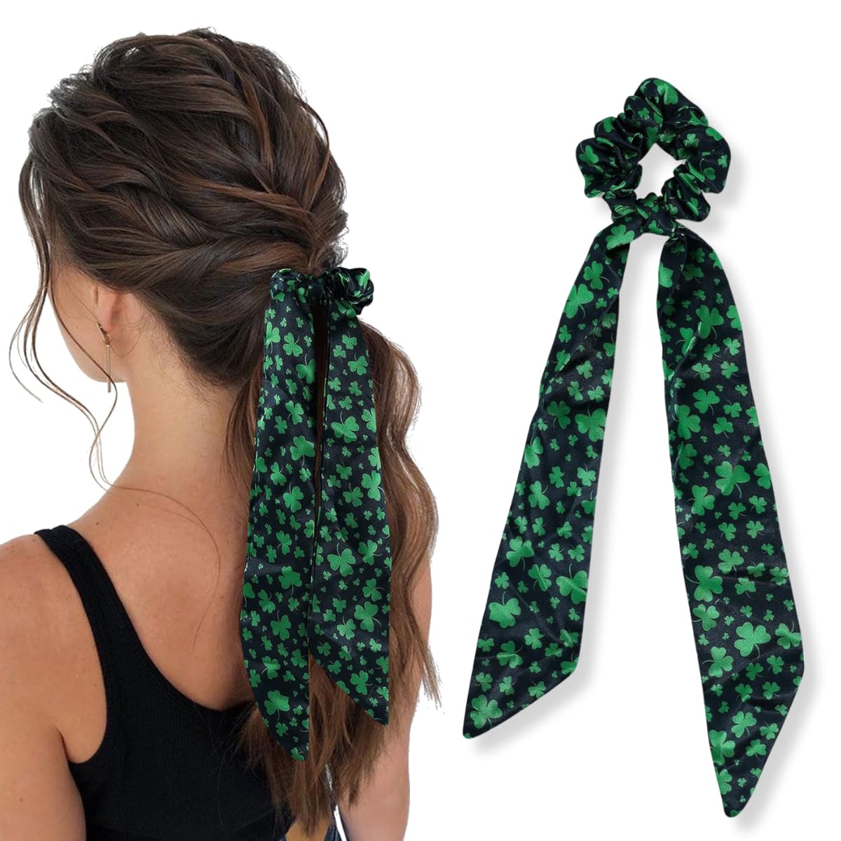 AIUPUOC gomas pelo elasticas trebol verde, adecuadas para todo tipo de cabello.