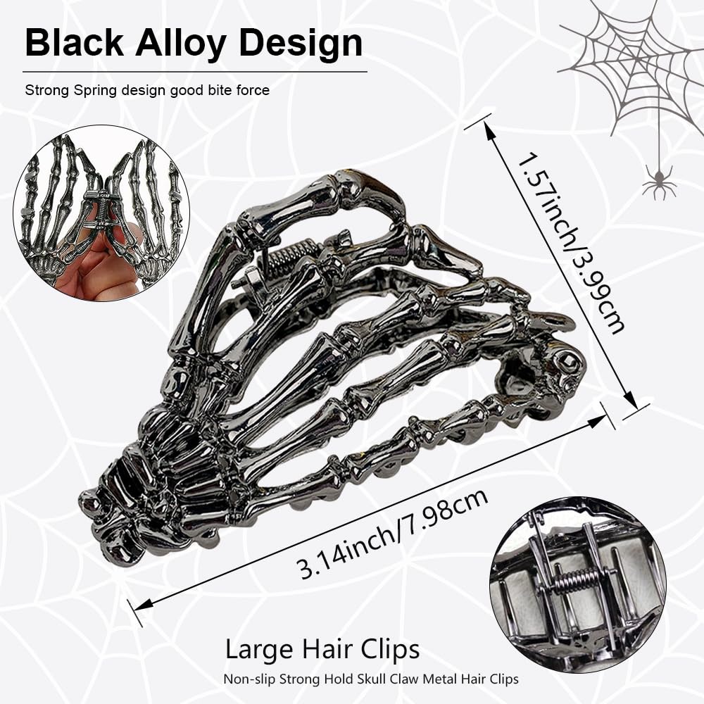 Pinza AIUPUOC para cabello cráneo esqueleto metal brillos, añade estilo.
