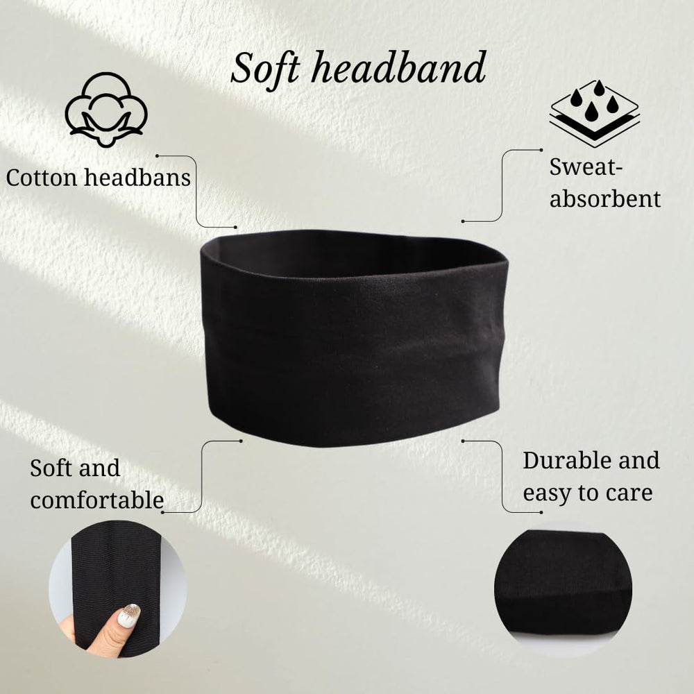 Bandas AIWLZOS para uso facial en negro, mantiene el cabello recogido.