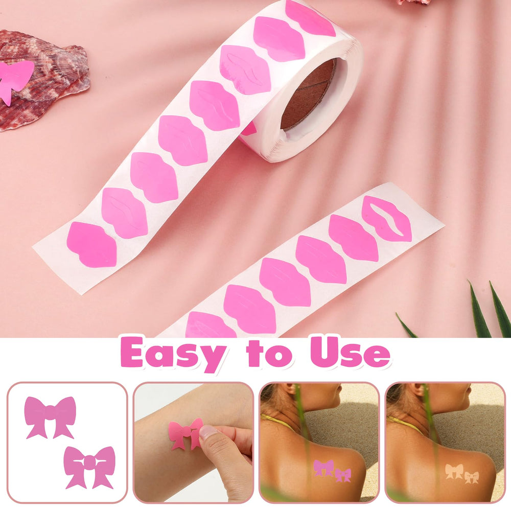 Aiyorse Pegatina de bronceado de 2 cm en forma de lazo rosa.