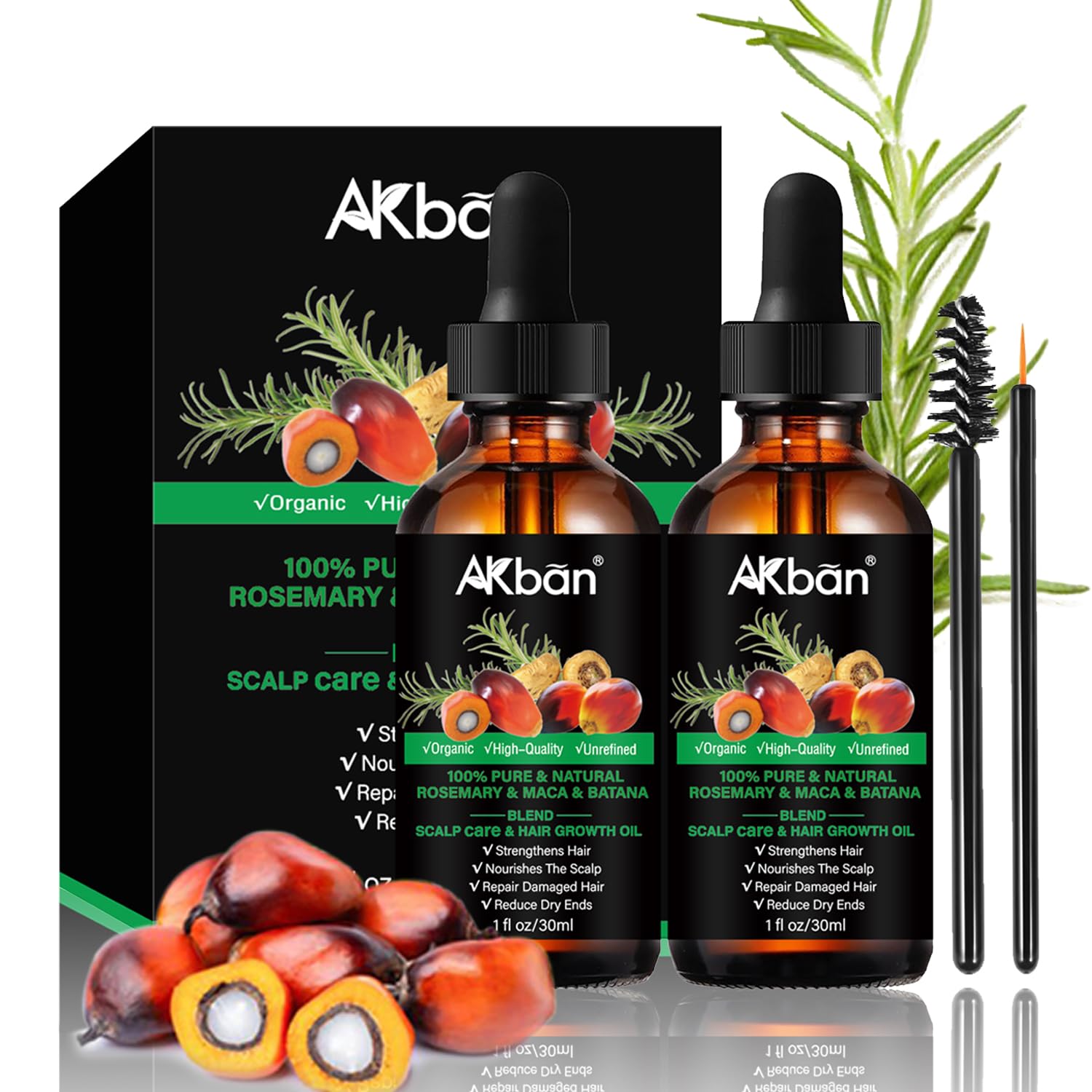 AKBAN Aceite Batana con romero para cabello, promueve nutrición y brillo