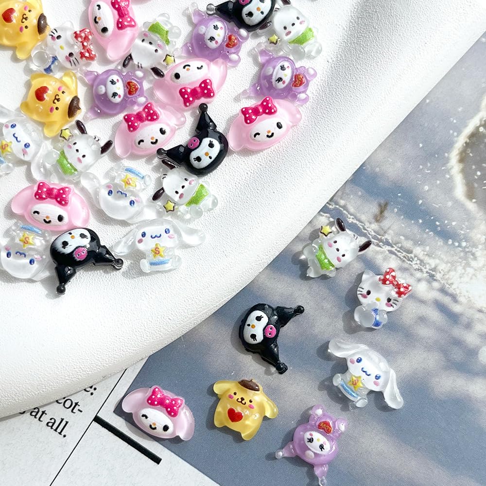 Akutoer animalitos kawaii 3D para uñas, fácil de pegar