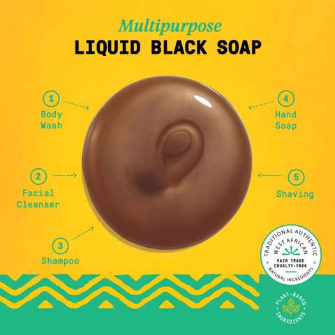 Alaffia jabón líquido negro africano para cuerpo y manos, limpieza diaria suave.