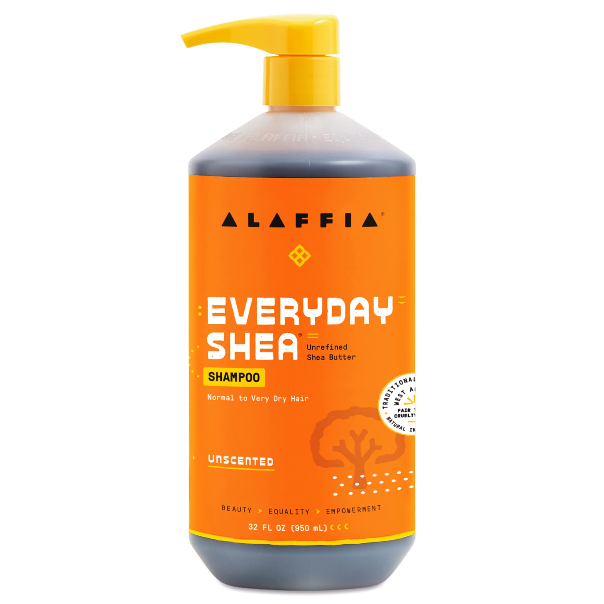 Alaffia champu diario karite sin fragancia en botella, suave para cabello sensible