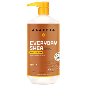 Alaffia EveryDay Shea loción corporal, textura cremosa para piel seca.