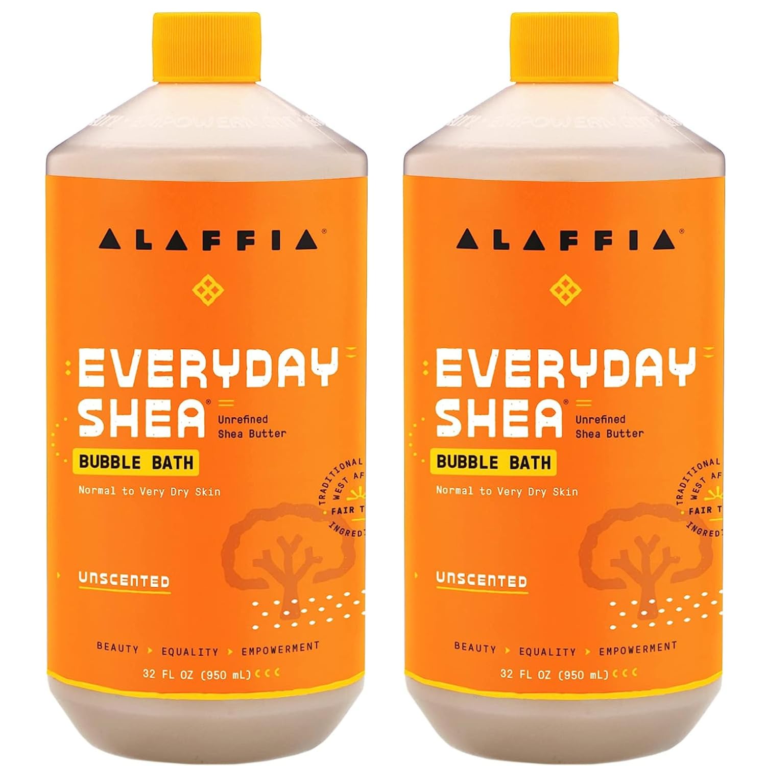 Alaffia Everyday Shea Bubble Bath botella, limpieza suave para piel sensible