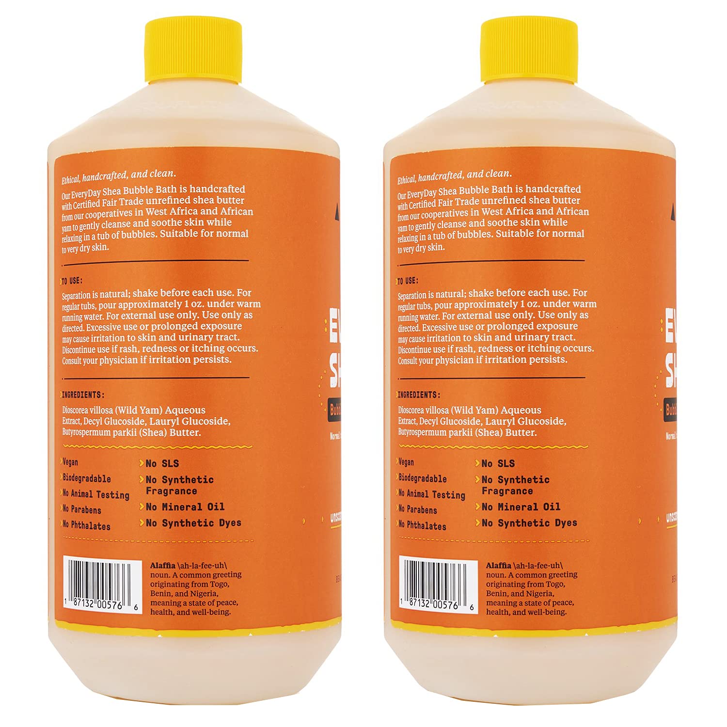 Alaffia Everyday Shea Bubble Bath con burbujas cremosas para baño relajante