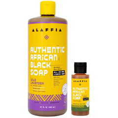 Alaffia Jabón Negro Africano Lavanda 32 onzas, botella para uso diario suave.