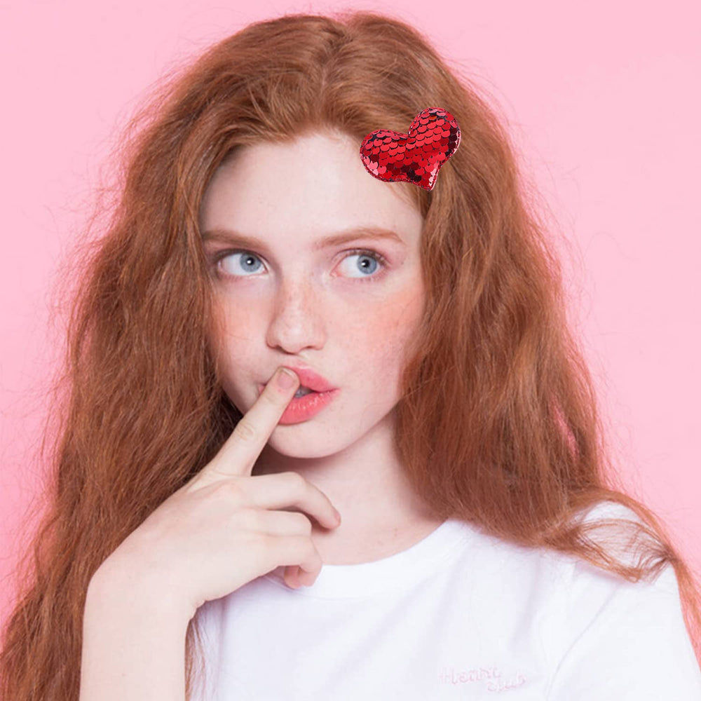 Pinza AlamnoFu corazón azul con brillo, fija el cabello sin irritación