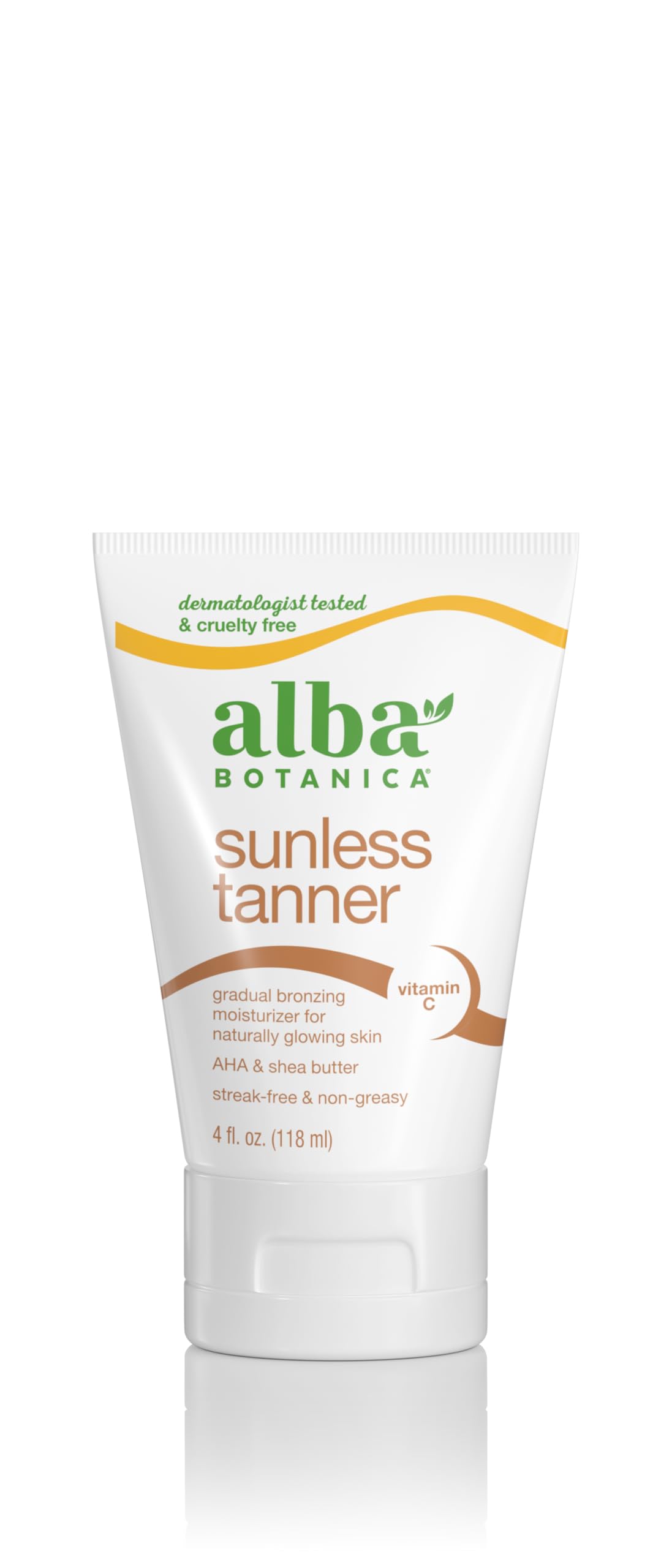 Alba Botanica Bronceador Sin Sol: aplicación suave para tono gradual sin manchas.