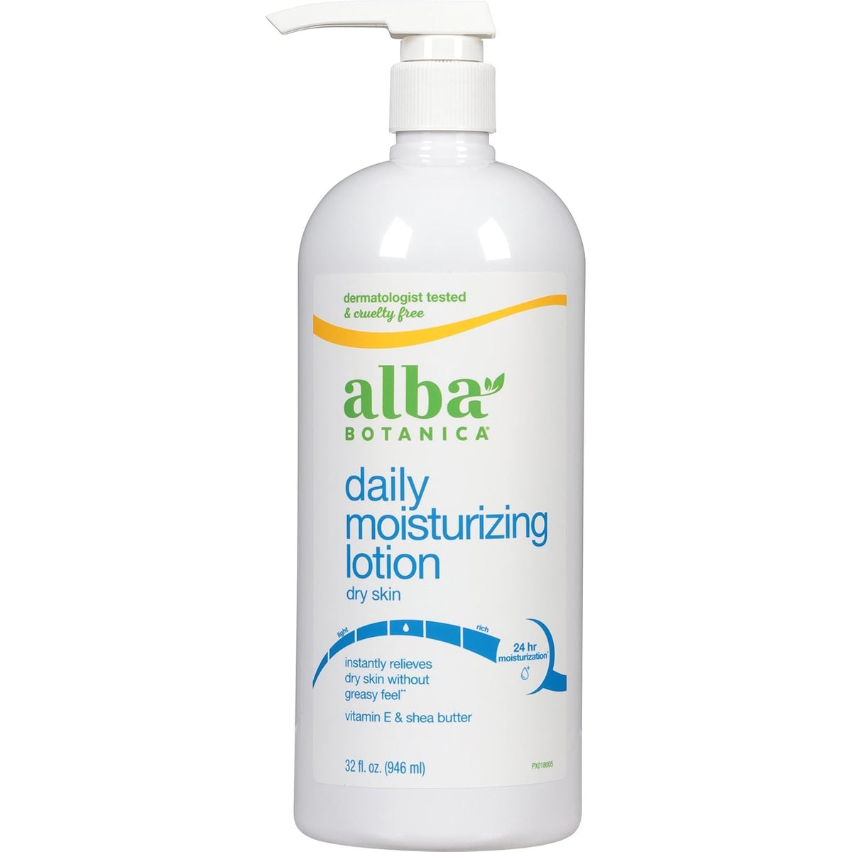 Alba Botanica Loción Corporal Muy Emoliente Máximo en bote 32 oz para hidratación duradera.